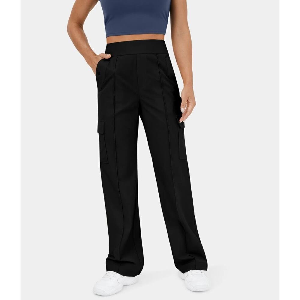 NWT Halara High Waisted Multiple Pockets Wide Leg Casual Cargo Pants